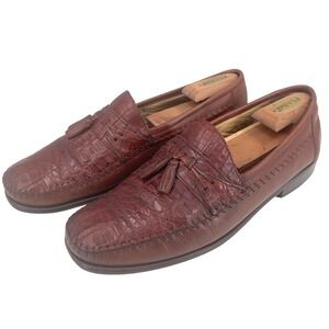 Brass Boot Mens Tassel Loafers Brown Caiman Alligator Exotic Leather 13M